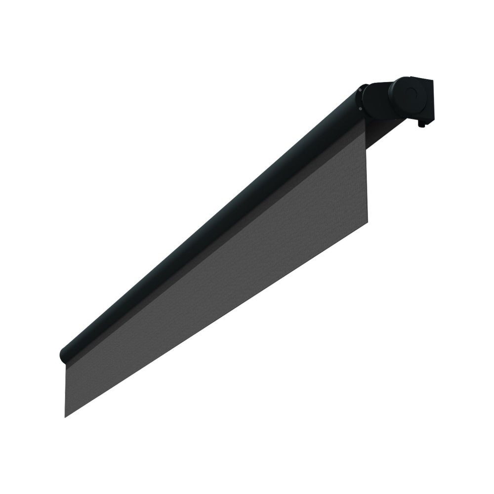 Store banne loggia AMARITE 3,00x2,00 m (Motorisé à interrupteur - Armature gris anthracite - Toile gris foncé) - 2