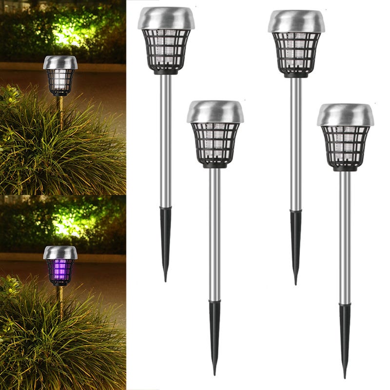 Lampada Antizanzare Solare, Zanzariera Elettrica 4500V da Esterno con Lampada Antizanzare Solare, Zanzariera Elettrica 4500V da Esterno con