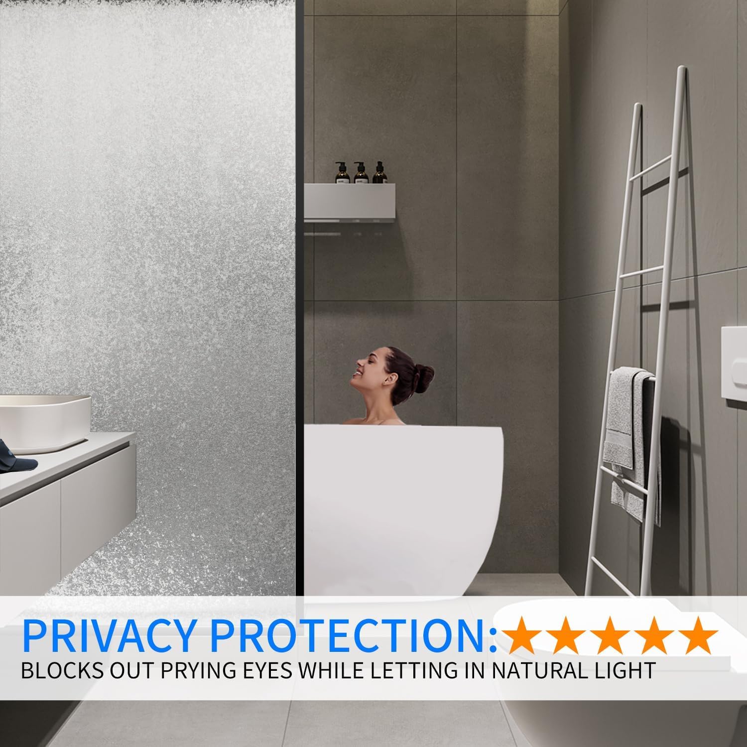 Folia okienna zapewniająca prywatność elektrostatyczną, matowa, do prysznica, biura i domu (50 x 300 cm) - 2