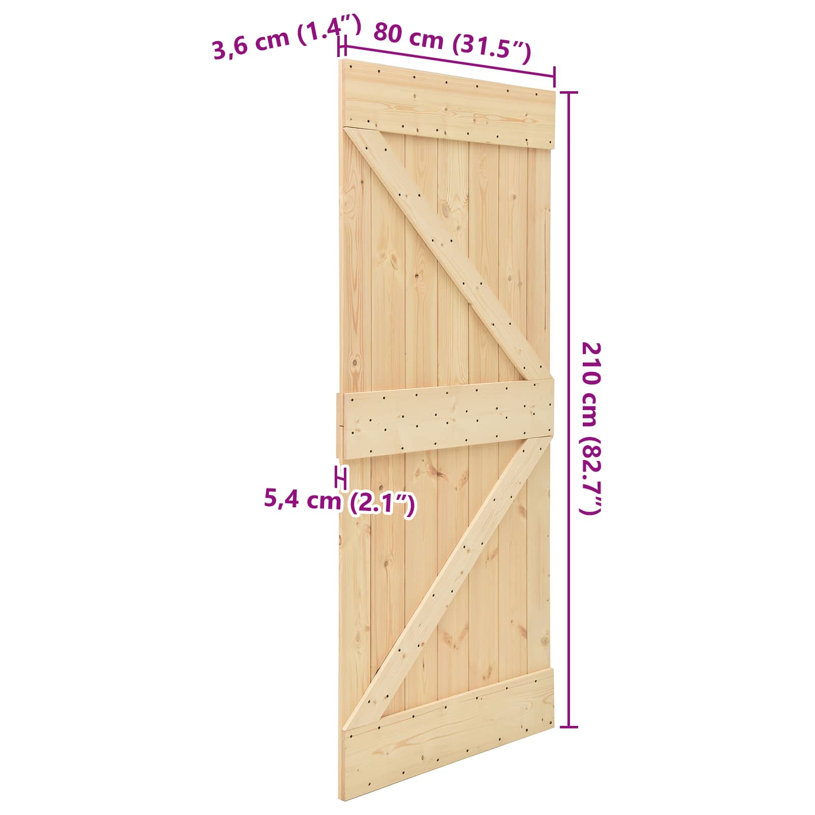 Porta NARVIK Naturale 80 x 210 cm Legno di pino solido vidaXL - 3