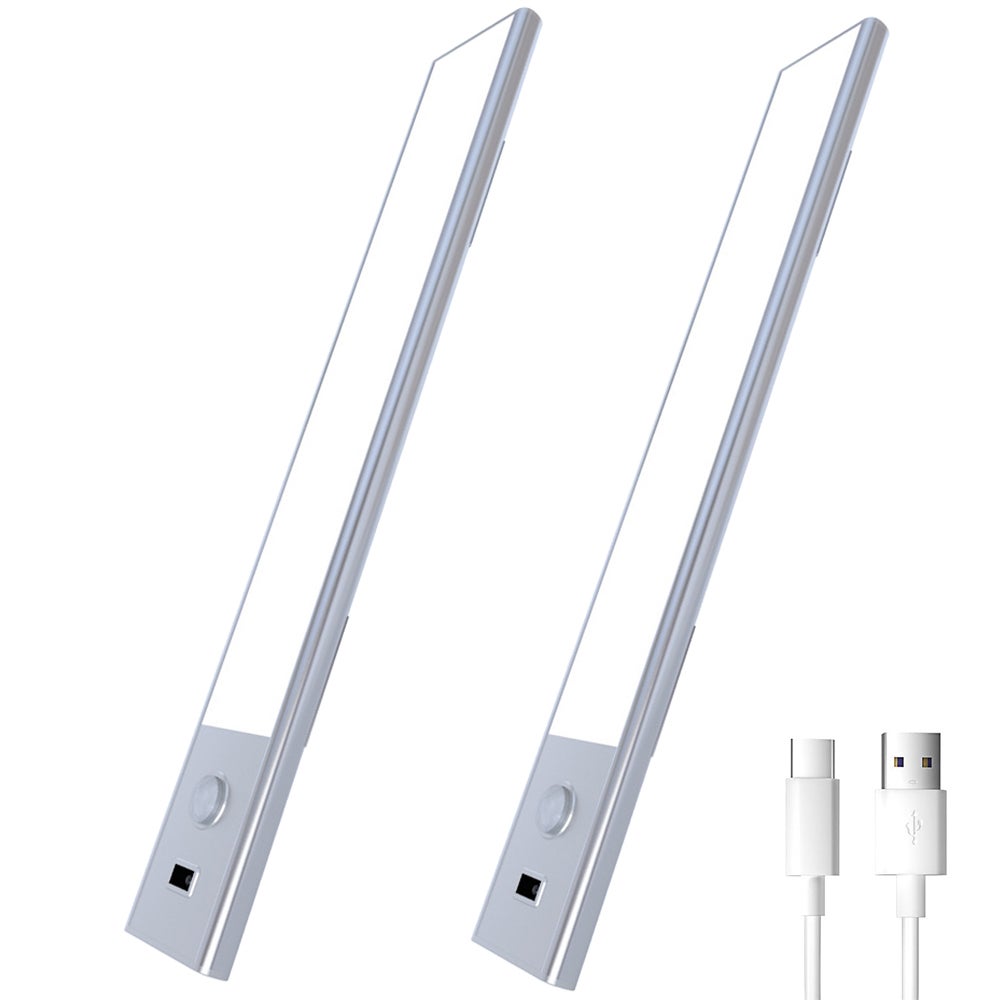 Zestaw 2 lamp podszafkowych z czujnikiem ruchu, ściemnialna lampa LED do szafy, lampka nocna z czujnikiem machnięcia ręką, 30 cm