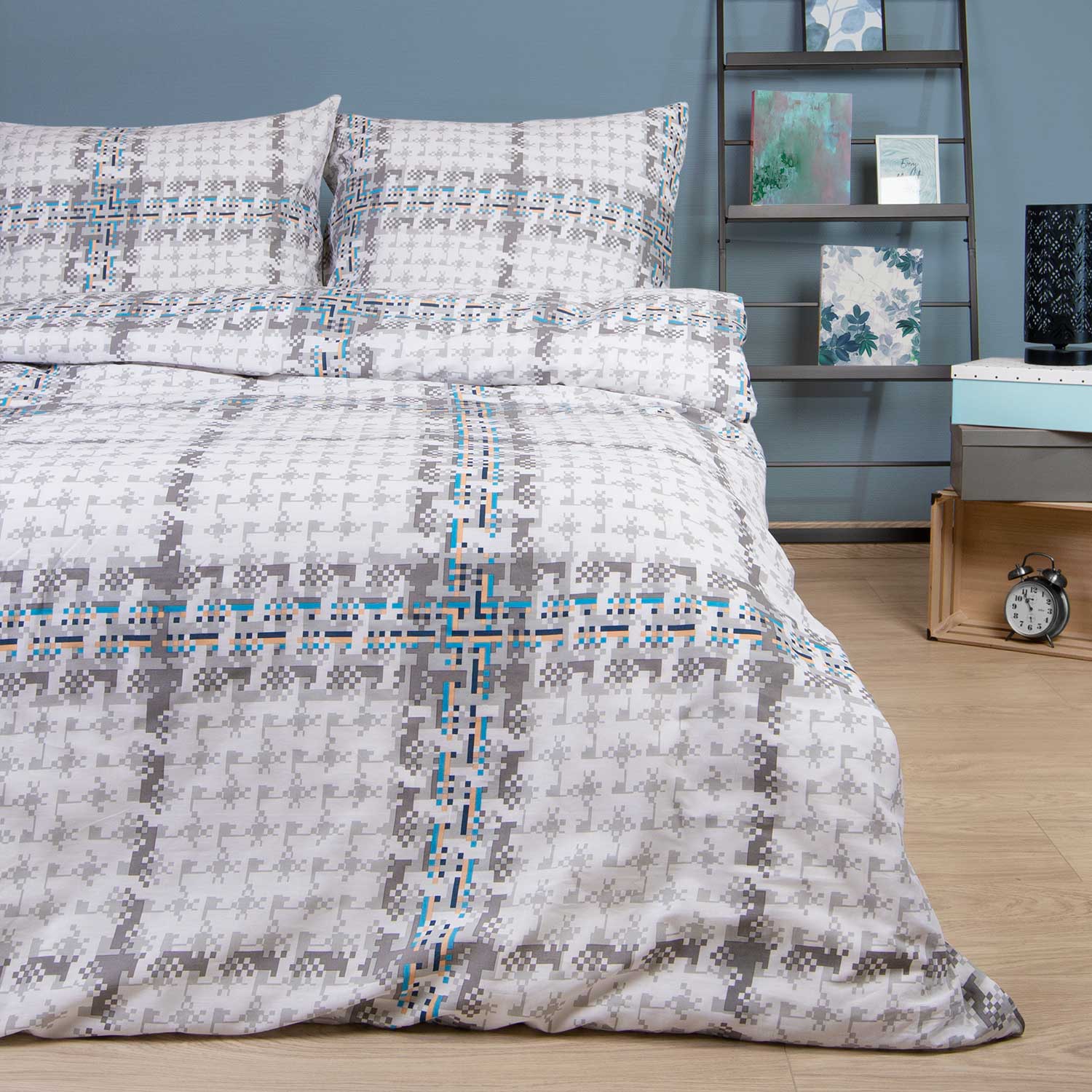 Pościel bawełniana 220x200 Cottonlove Kratka szara 71470/1 - Darymex