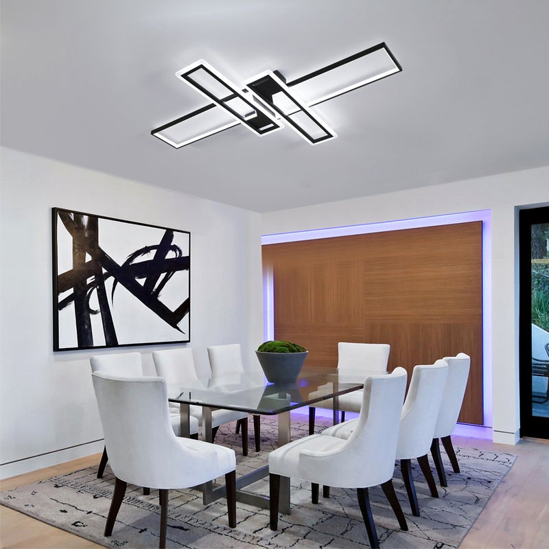 COMELY Plafonnier LED Moderne Rectangulaire 72W 8100 lm, Luminaire Plafond Design Géométrique pour Salon Salle à Manger Bureau - 3