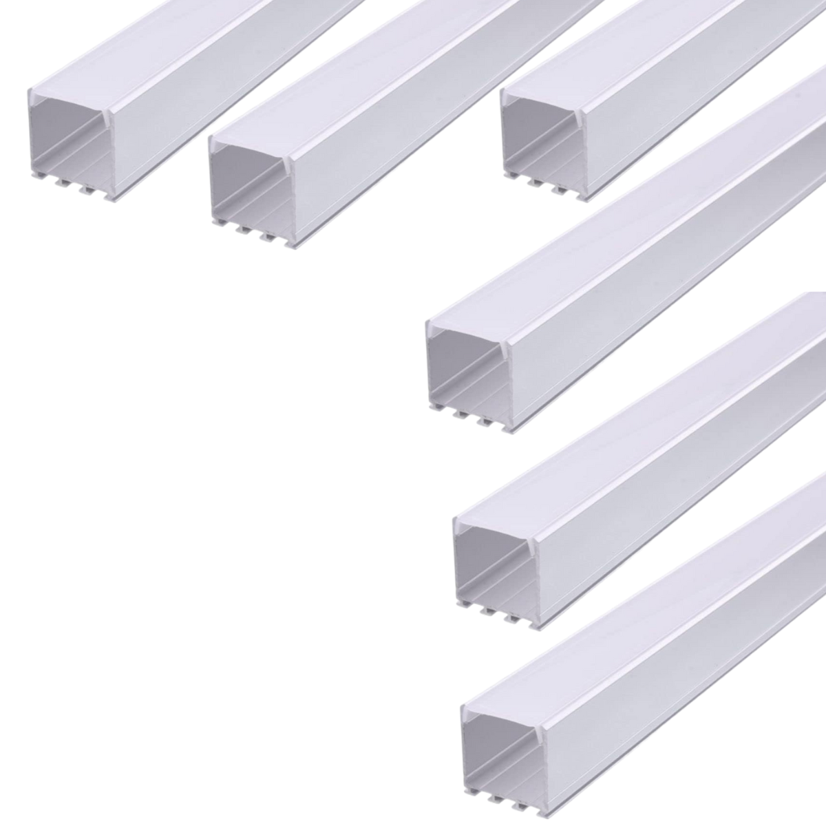 Opakowanie x6 Profil aluminiowy 1 metr Instalacja lampy wiszącej, z półprzezroczystą osłoną 26 mm szerokości x 26 mm wysokości
