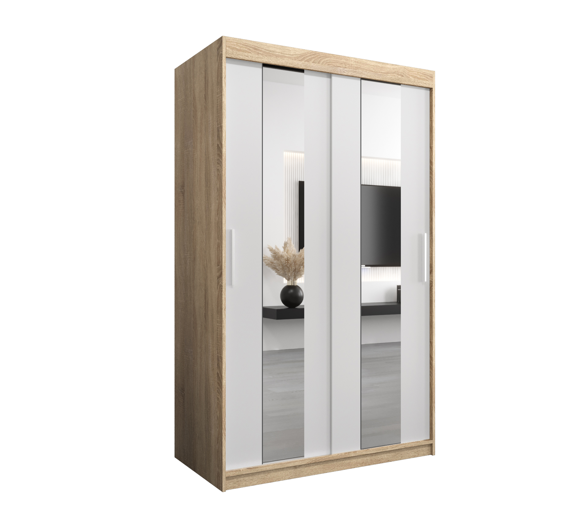 Szafa przesuwna garderoba POLE 120 x 62 x 200 cm Sonoma + Biały - Abiks Meble
