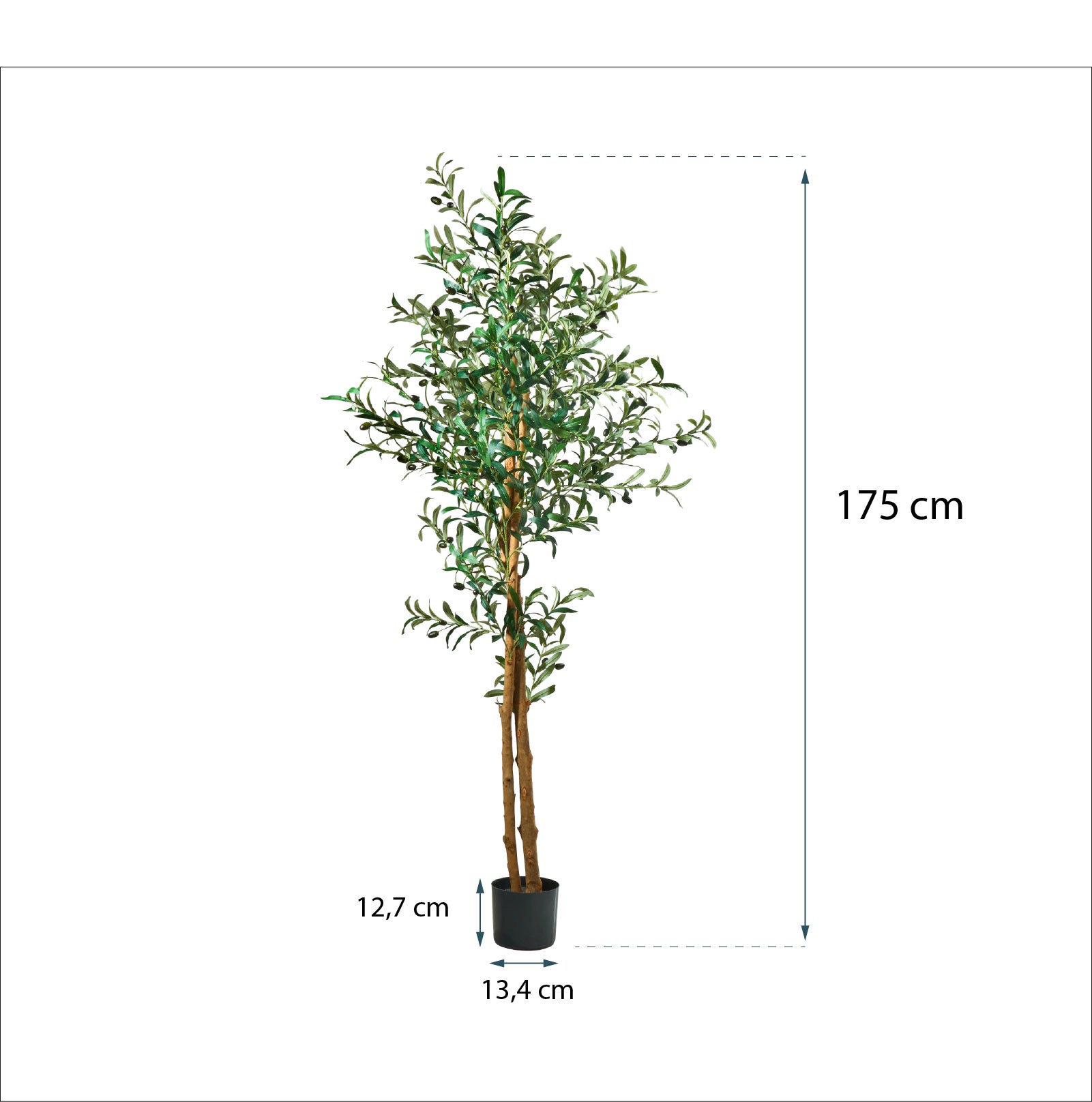 Olivier artificiel 175 cm, Plante décorative avec Feuilles et Olives réalistes pour salon, chambre ou bureau - 5