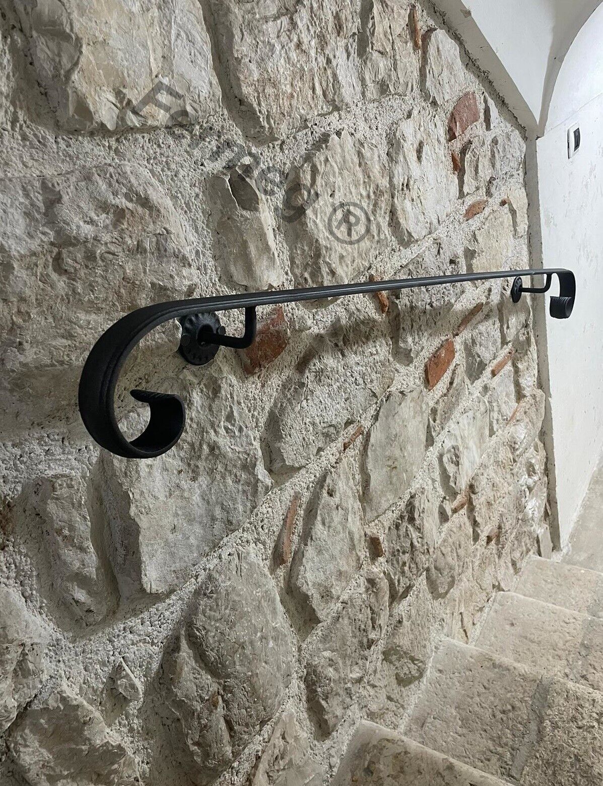 Main courante en fer romain|pour l'intérieur et l'extérieur avec supports et kit de montage|Longueur 100 cm|section 40x12mm - 3