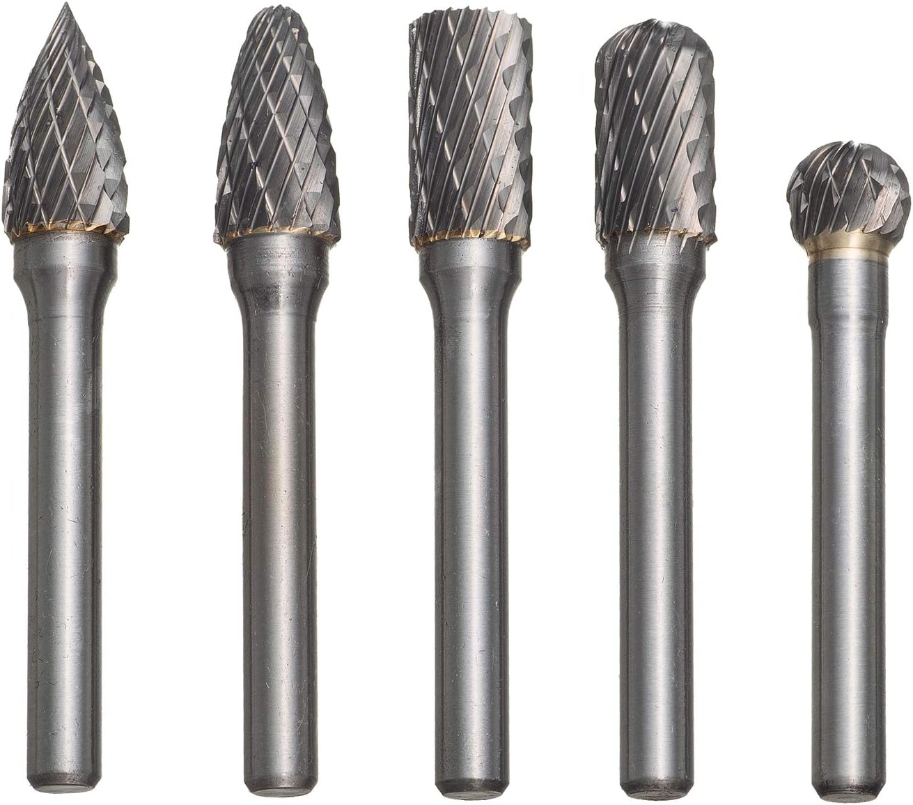 Zestaw 5 frezów obrotowych z węglika wolframu 10 mm z trzpieniem 6 mm do metalu, stali, marmuru, jadeitu, kości, rzeźbienia w drewnie