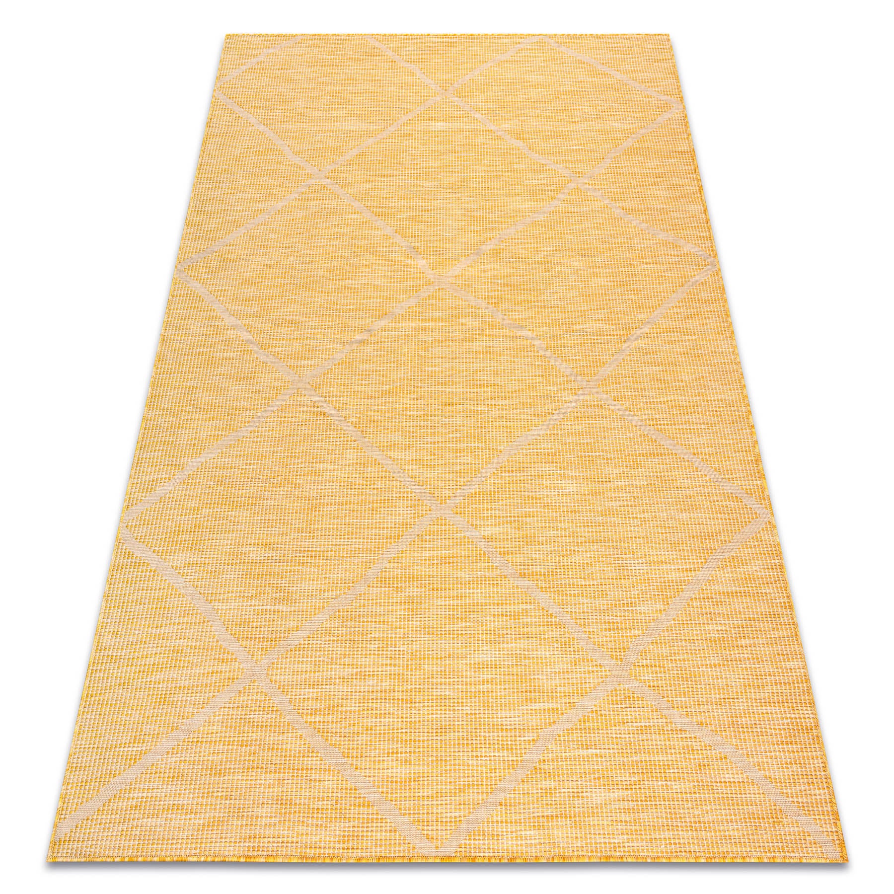 Dywan SZNURKOWY SIZAL płaskotkany PATIO 3075 romby żółty / beż 117x170 cm