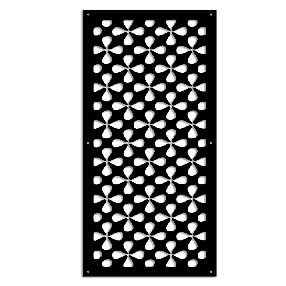 QUADRIFOGLIO - Panel perforowany z PVC - Osłona przeciwsłoneczna - Rozmiar 98x198 cm - Grubość 1 cm - Kolor CZARNY