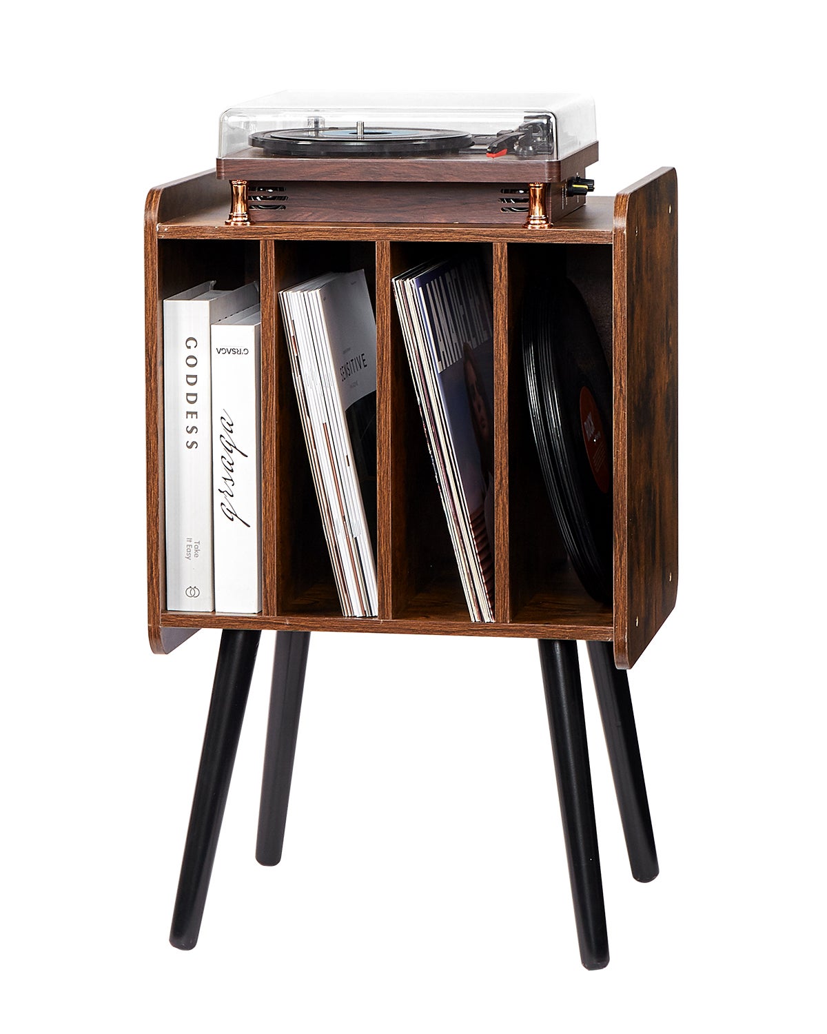 Stojak na gramofon, przechowywanie płyt winylowych, 2 poziomy, 100 albumów, drewno VEVOR