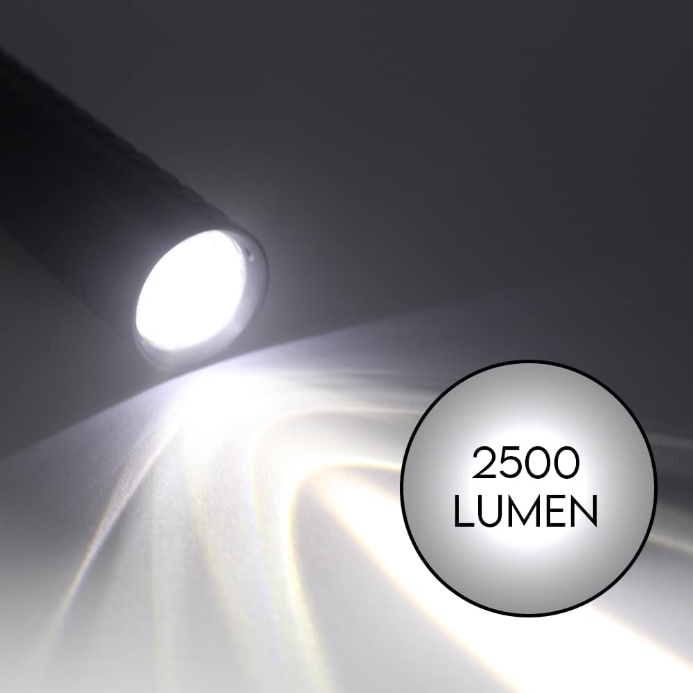 Lampe Torche LED Novaline – XM-L T6 – 6000K – Aluminium Noir – Blanc Froid