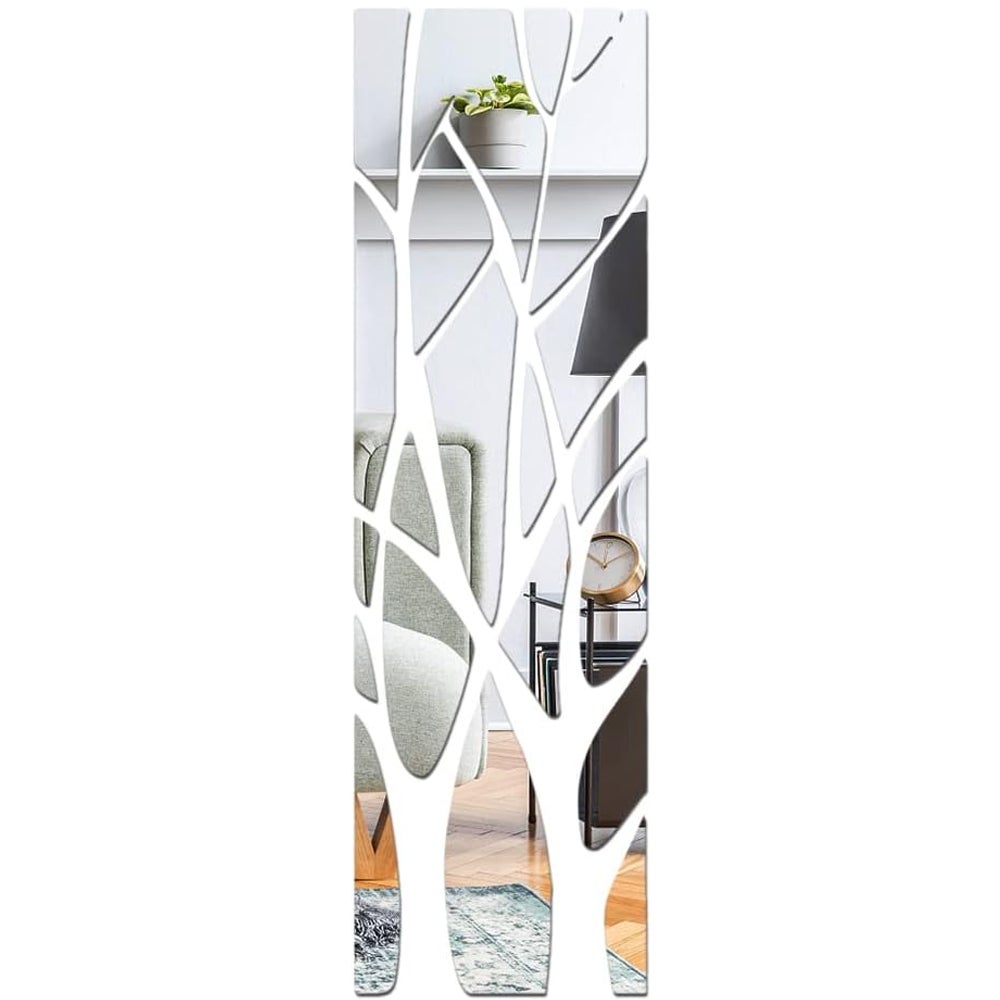 Naklejka ścienna 3D z akrylu z drzewem genealogicznym do salonu, sypialni i kuchni, 135 x 37 cm, srebrna