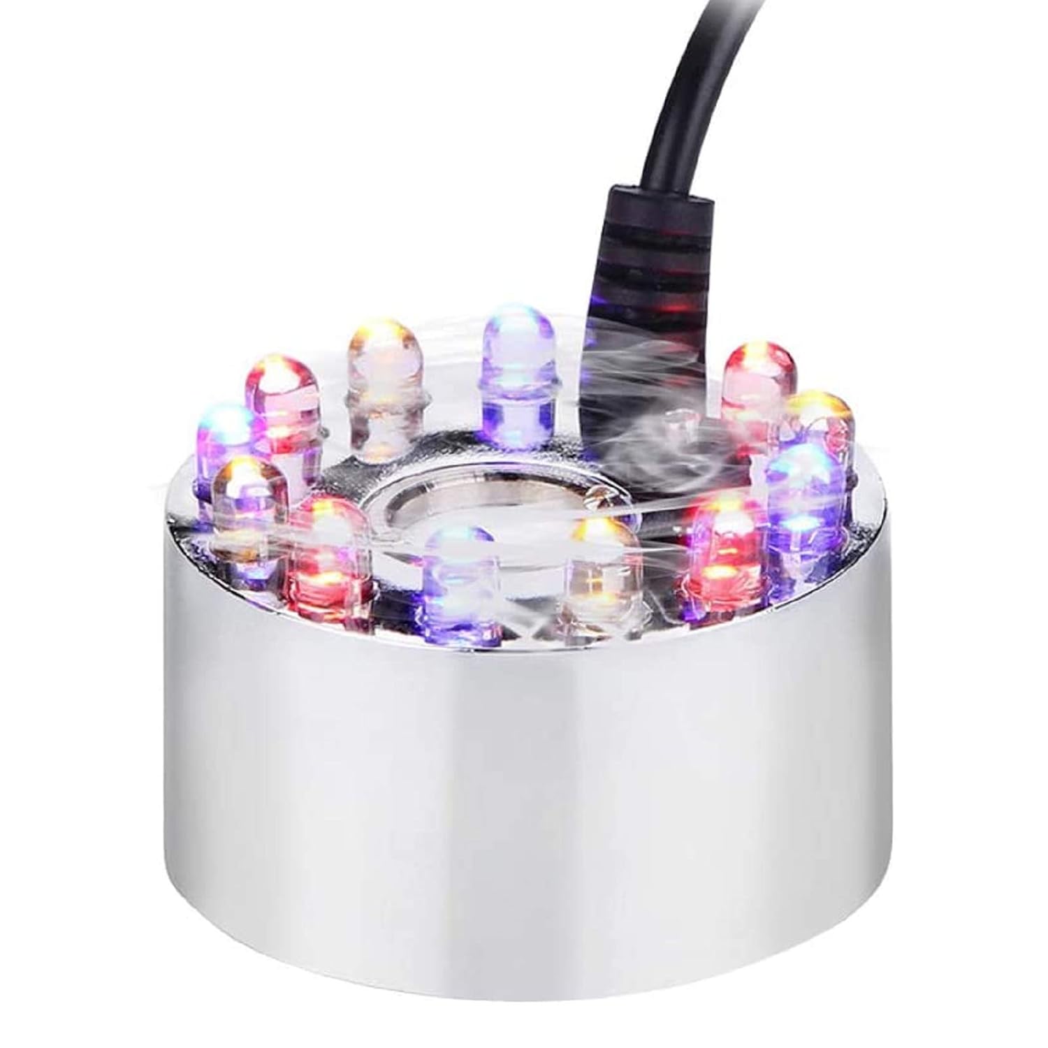 Atomizer do akwarium, 12 zmieniających kolor diod LED, atomizer ultradźwiękowy, do fontann basenowych wewnętrznych i zewnętrznych