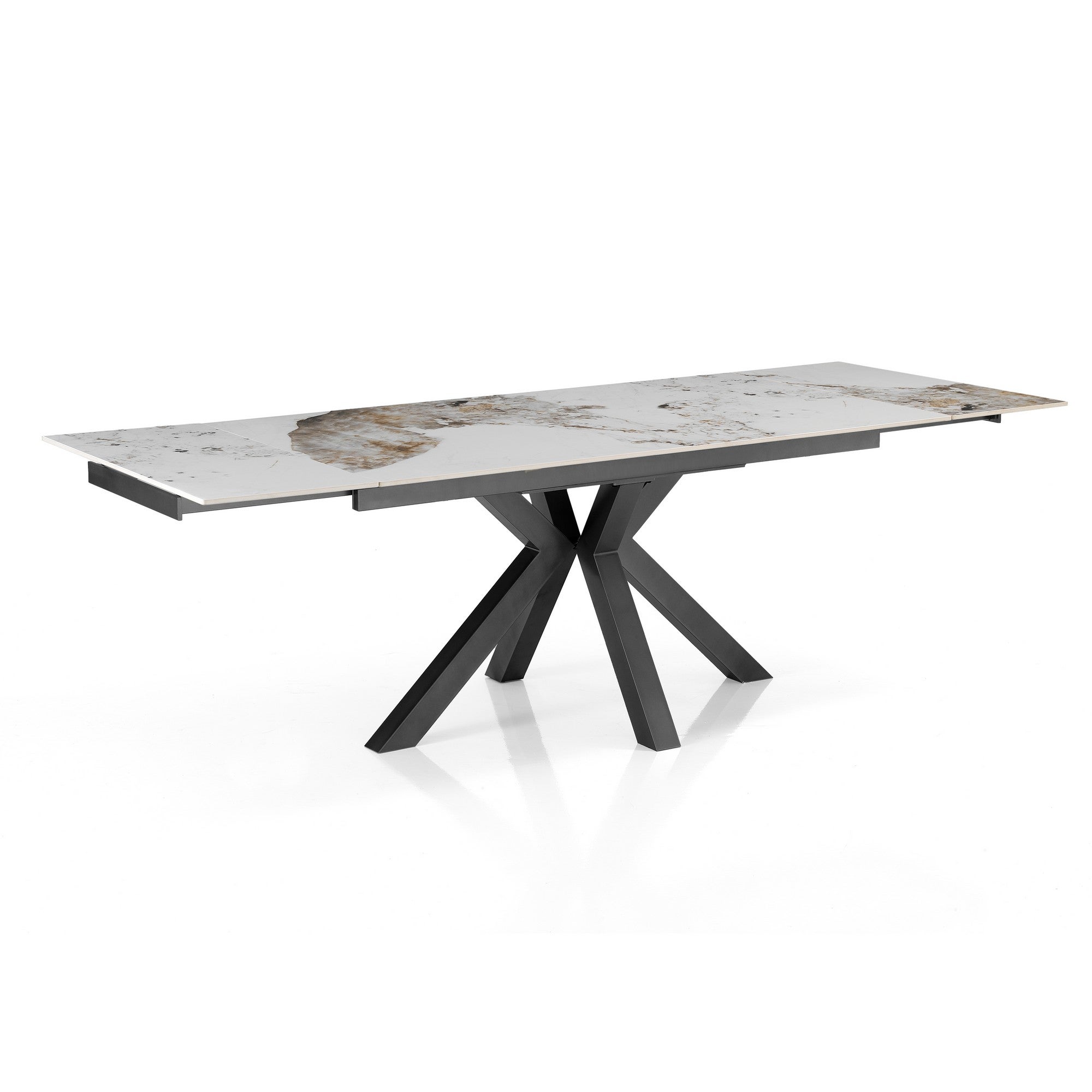 Stół TYCHI ONICE GREY – szary metal, ceramika Onyx, rozkładany 160–240 cm