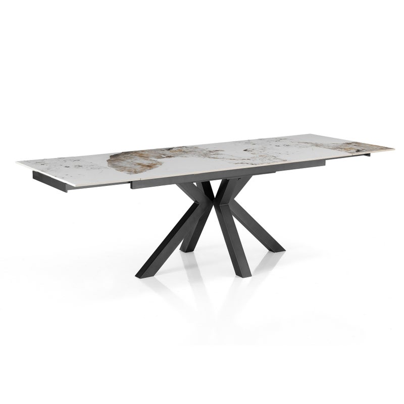 Stół TYCHI ONICE GREY – szary metal, ceramika Onyx, rozkładany 160–240 cm