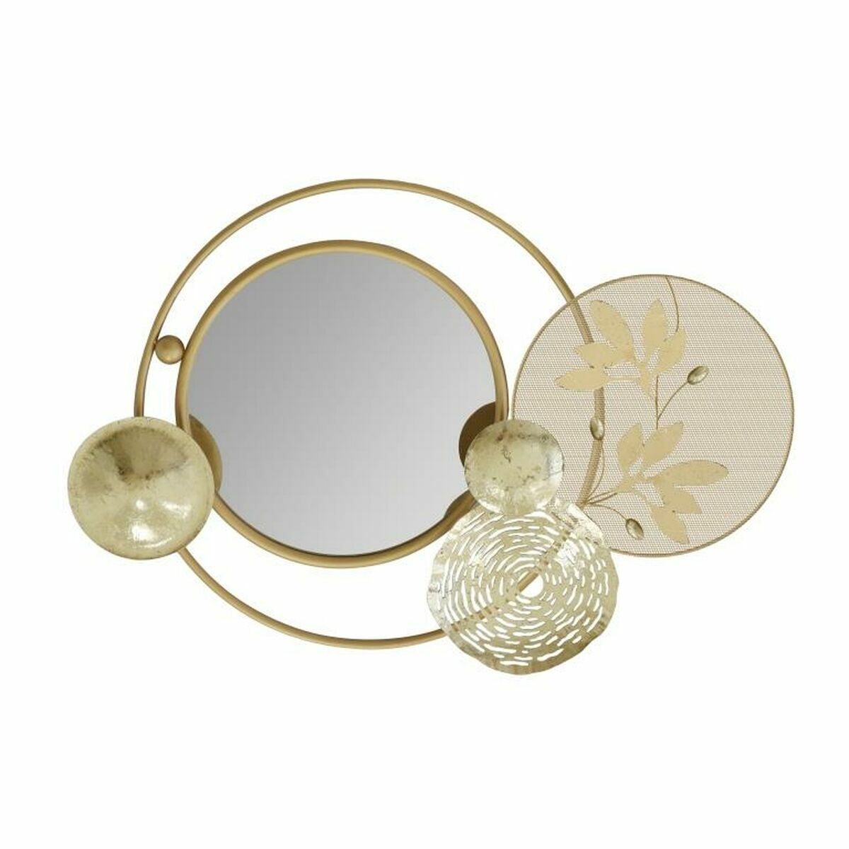Decoración de pared dkd home decor espejo dorado metal círculos (74,3 x 6,4 x 51 cm)