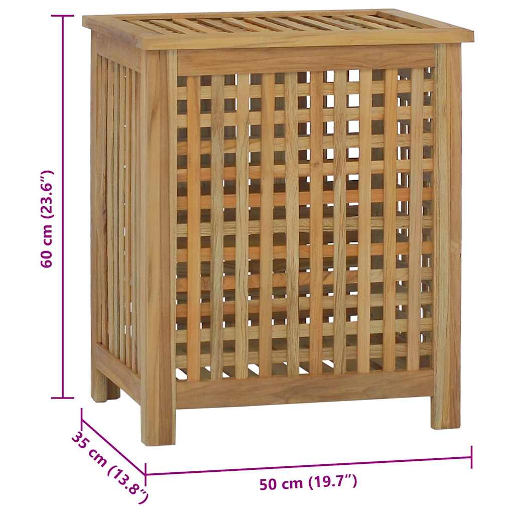 Bac à linge 50x35x60 cm bois de teck massif - 7
