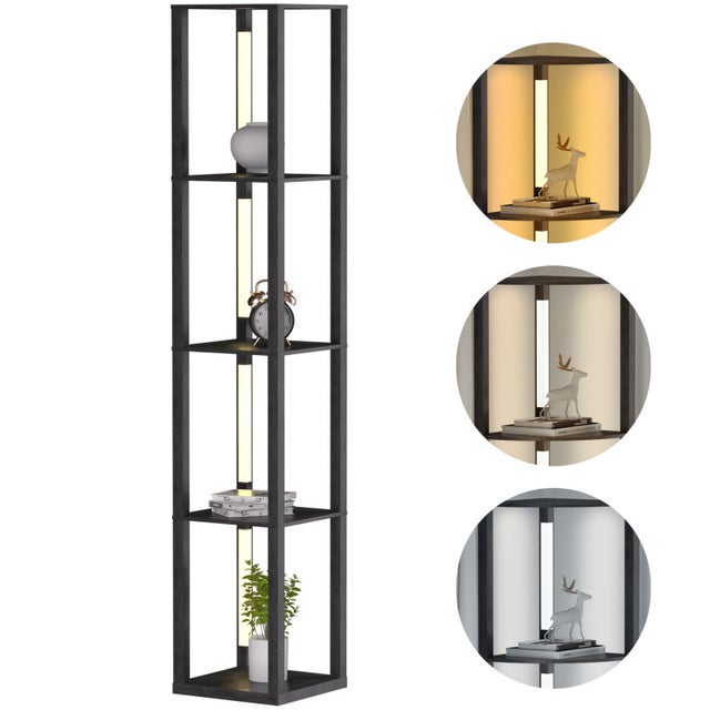 Kwadratowa lampa podłogowa z 4 półkami 220 V, lampa w stylu skandynawskim