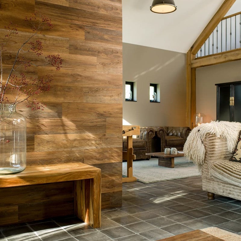 Pannelli Effetto Legno Rovere Stagionato Marrone Bruciato WallArt - 2