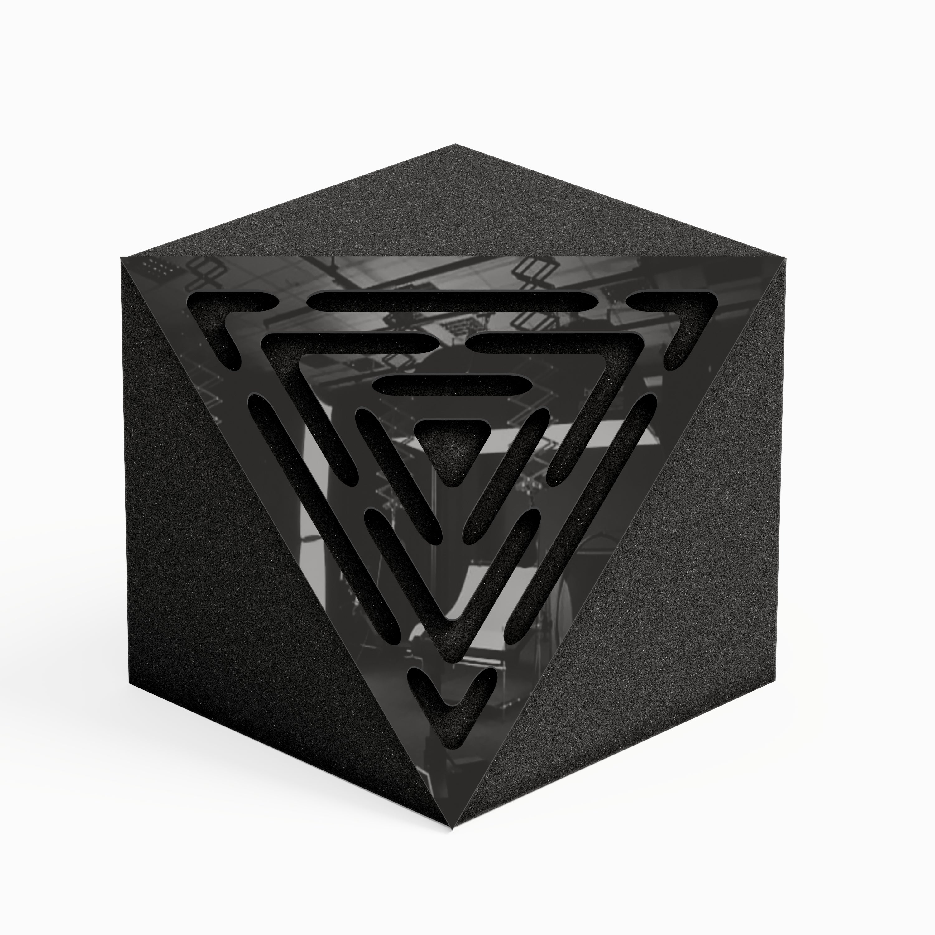Lot de 2 Pièges à basses d'angle cubiques TRICUB WAVE acoustiques insonorisants - Plastique perforé et mousse acoustique - Noir brilliant - 2