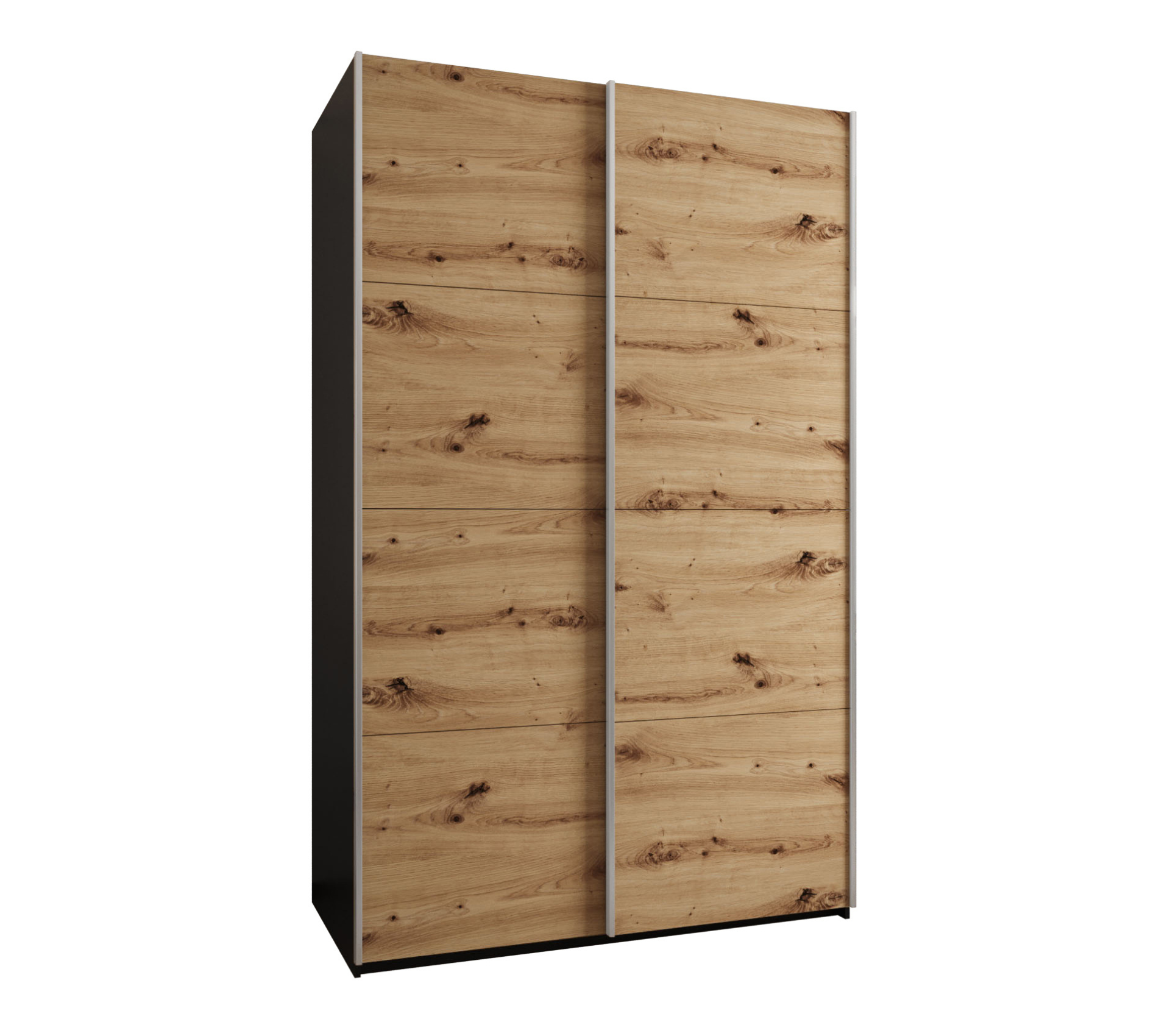 Szafa przesuwna wysoka Lux 1 150 x 64 x 245,5 cm czarny + artisan + u. srebrny - Abiks Meble