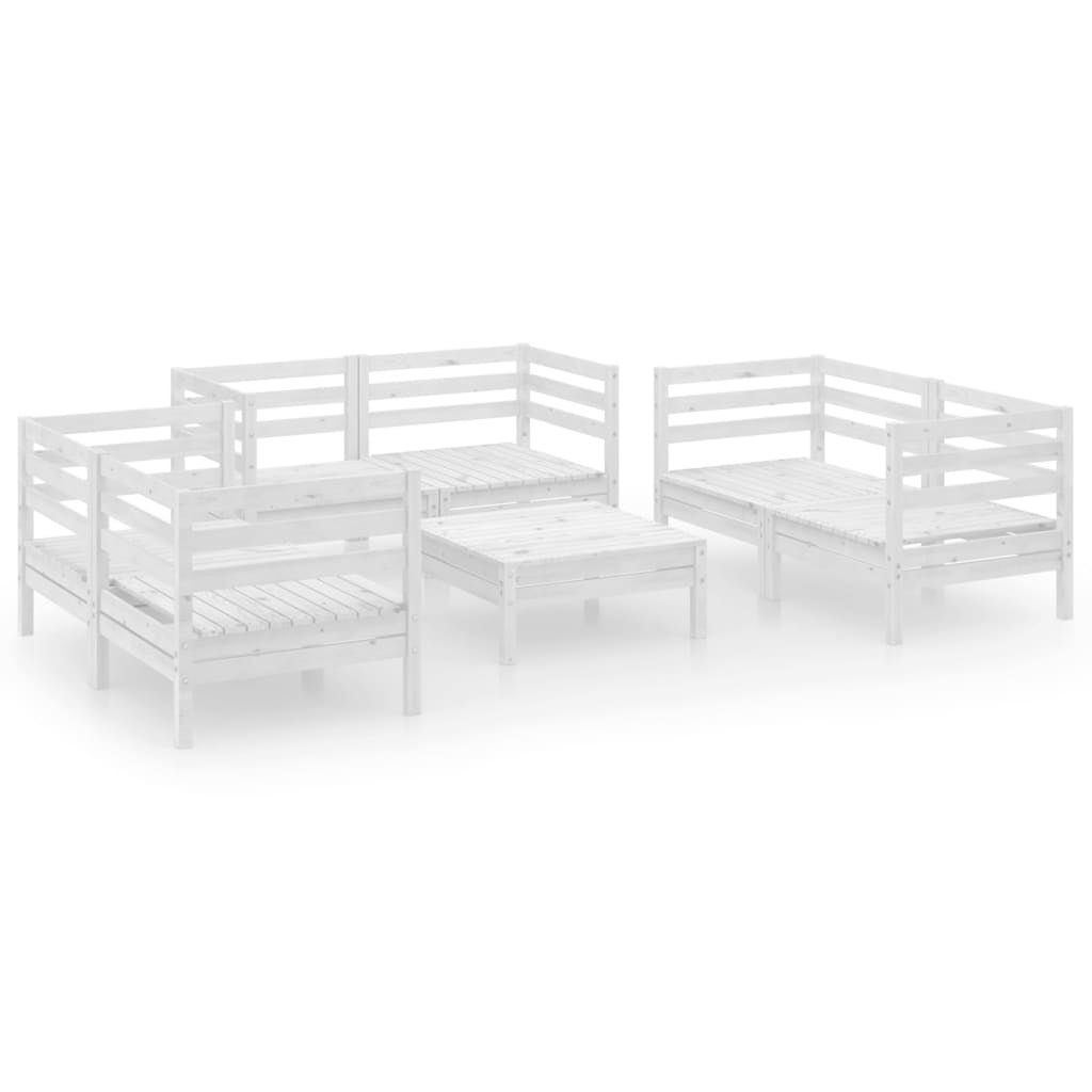 Salon de jardin 7 pcs Blanc Bois de pin massif 29 - 2