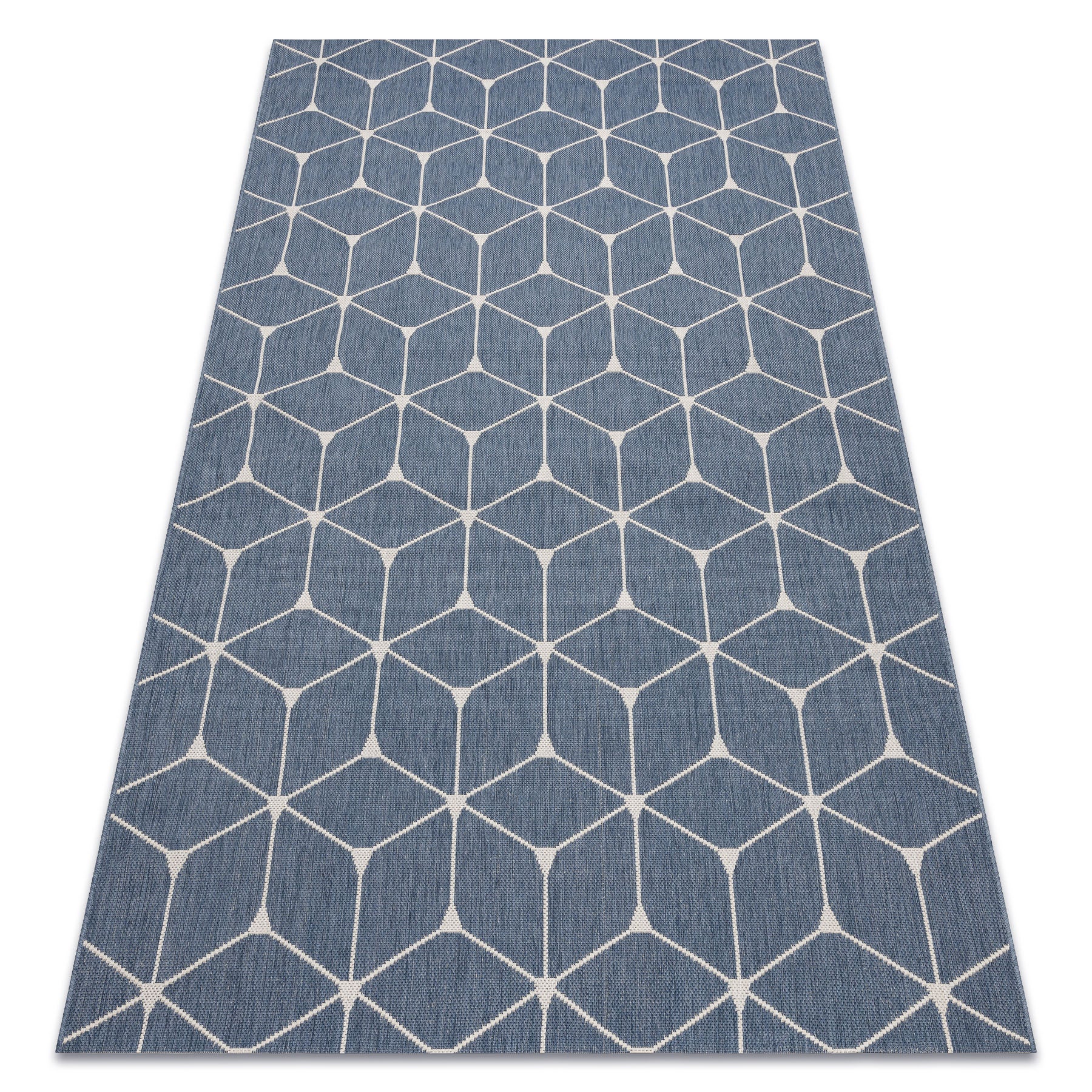 Dywan SZNURKOWY SIZAL FLAT 48721/591 KOSTKI 3D niebieski 160x230 cm