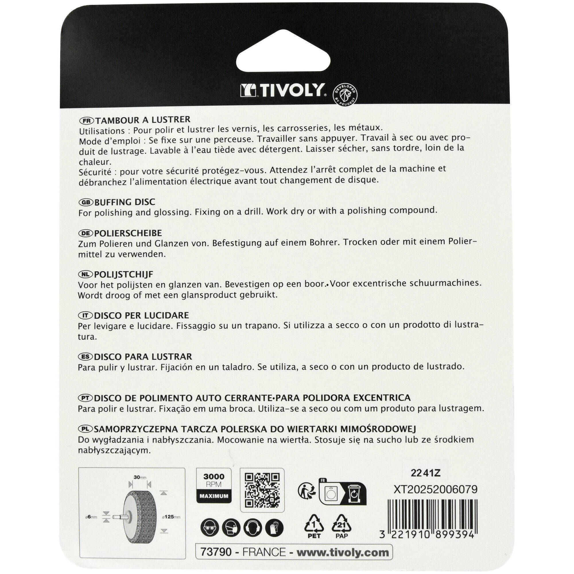 Tivoly • TAMBOUR DE POLISSAGE base auto-agrippante Ø125mm - 3