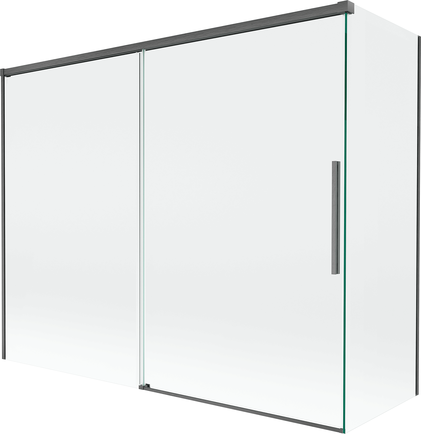 Mexen Rox parawan nawannowy 2-skrzydłowy rozsuwany 190 + 80 x 150 cm, transparent, gun gray szczotkowany - 8C9-190-080-66-00
