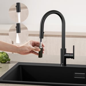 Cecipa max Mitigeur Cuisine Extensible Robinet Cuisine avec Douchette Robinet Extractible à 2 Jets Mitigeur Deux Types De Jets D'eau Noir,EU Modèle