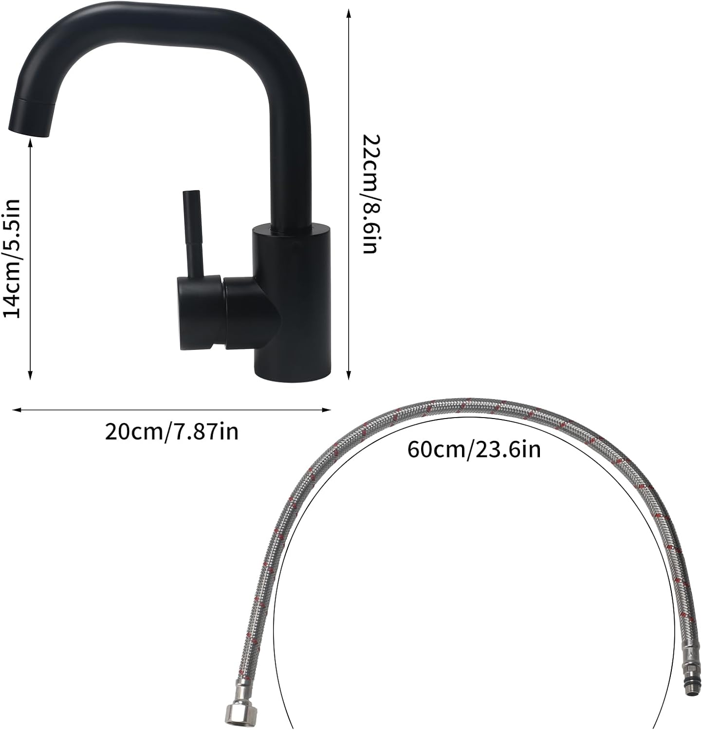 Rubinetto Cucina Nero Orientabile 360&deg; | Miscelatore Flessibile Con Risparmio Idrico