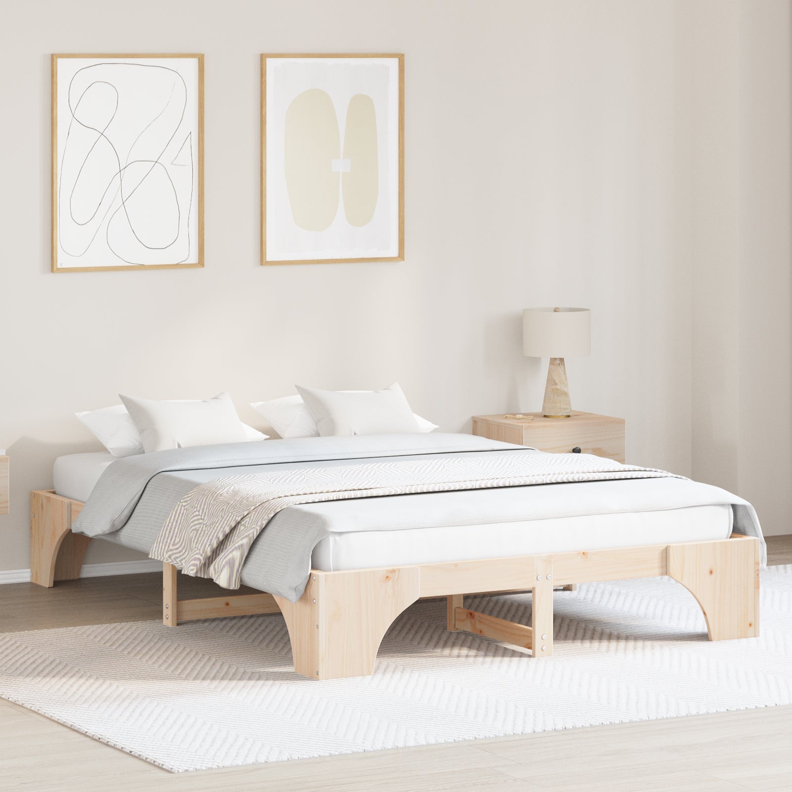 Ramka łóżka Naturalny 140 x 200 cm Lite drewno sosnowe vidaXL
