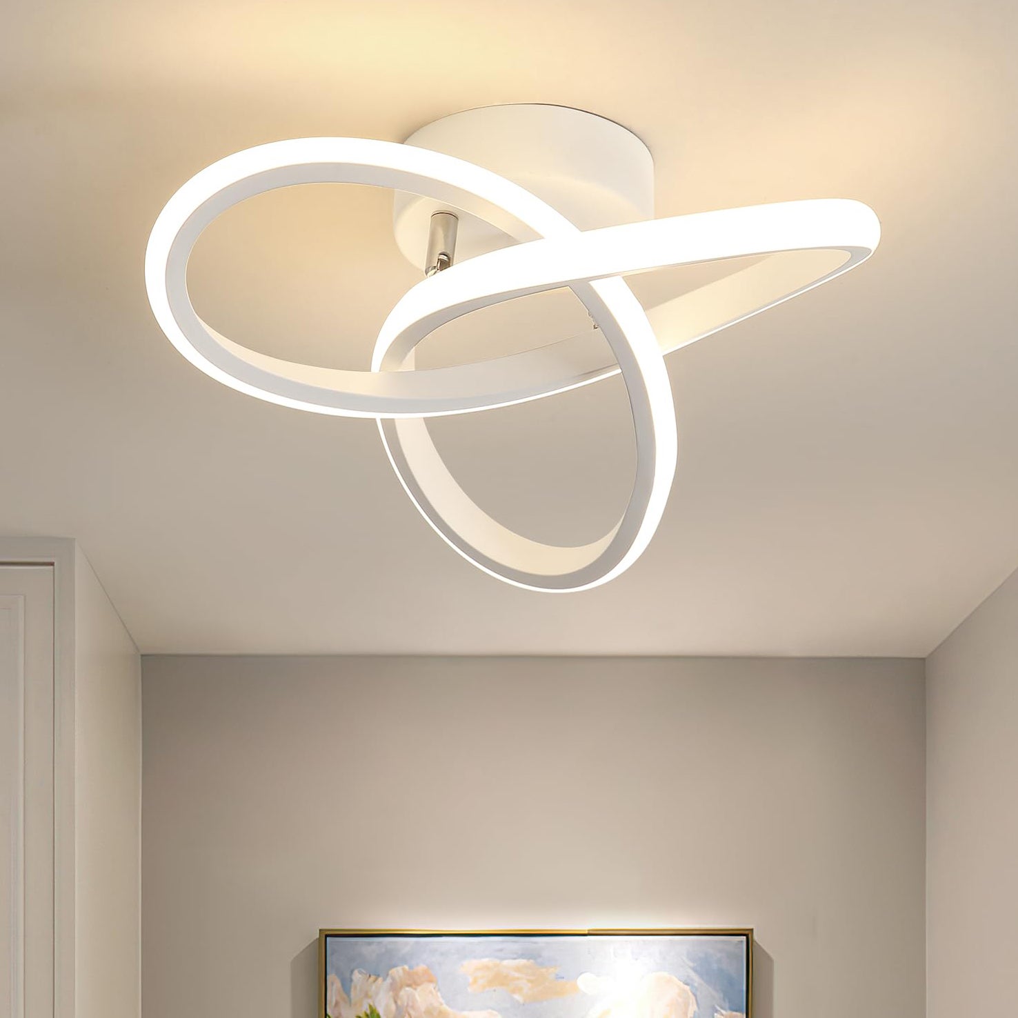 Lampa sufitowa LED, energooszczędny żyrandol LED, nowoczesna lampa sufitowa 20 W, designerska lampa LED do korytarza, ciepła biel 3000 K - 2