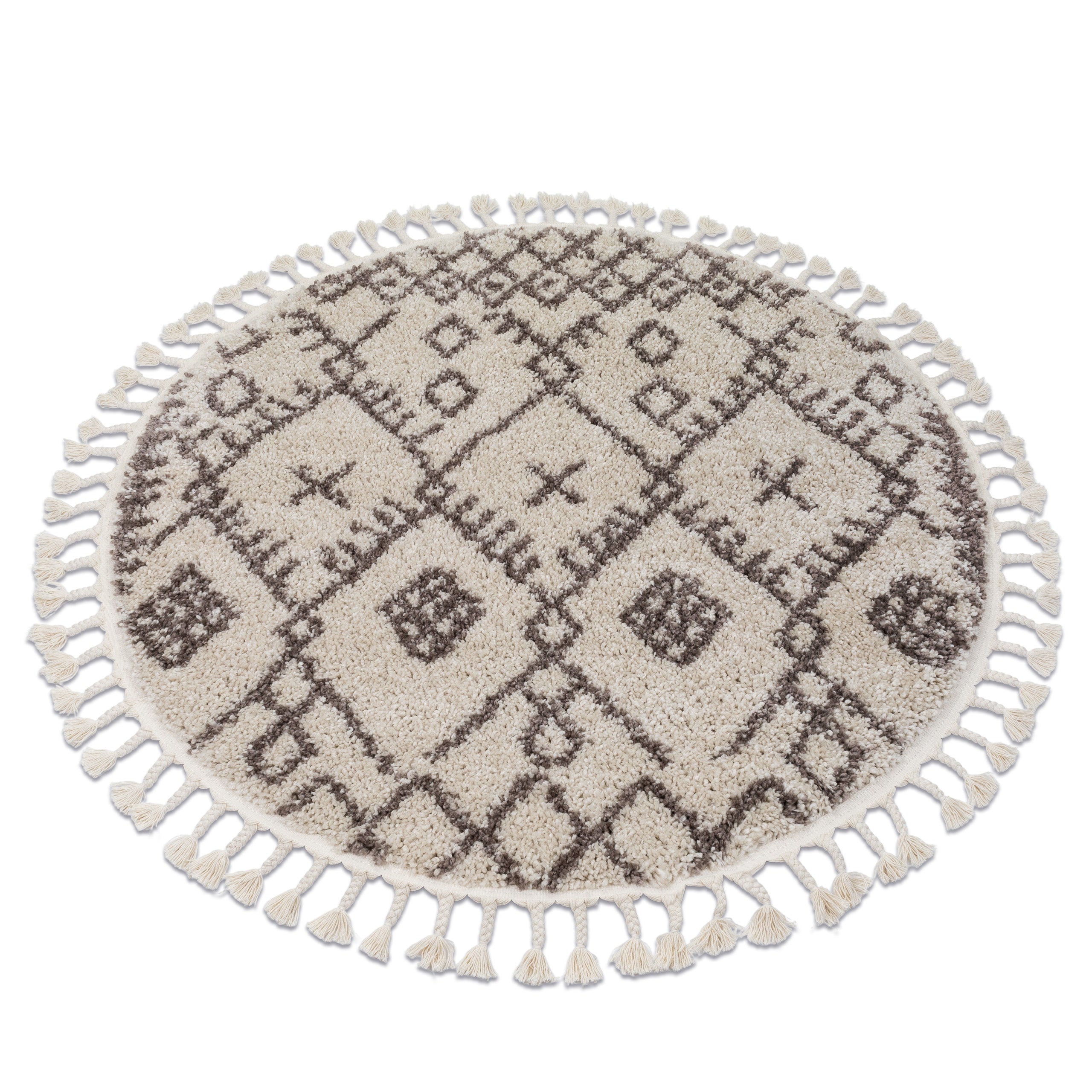 Dywan BERBER TANGER B5940 koło krem / brąz Frędzle berberyjski marokański shaggy koło 120 cm