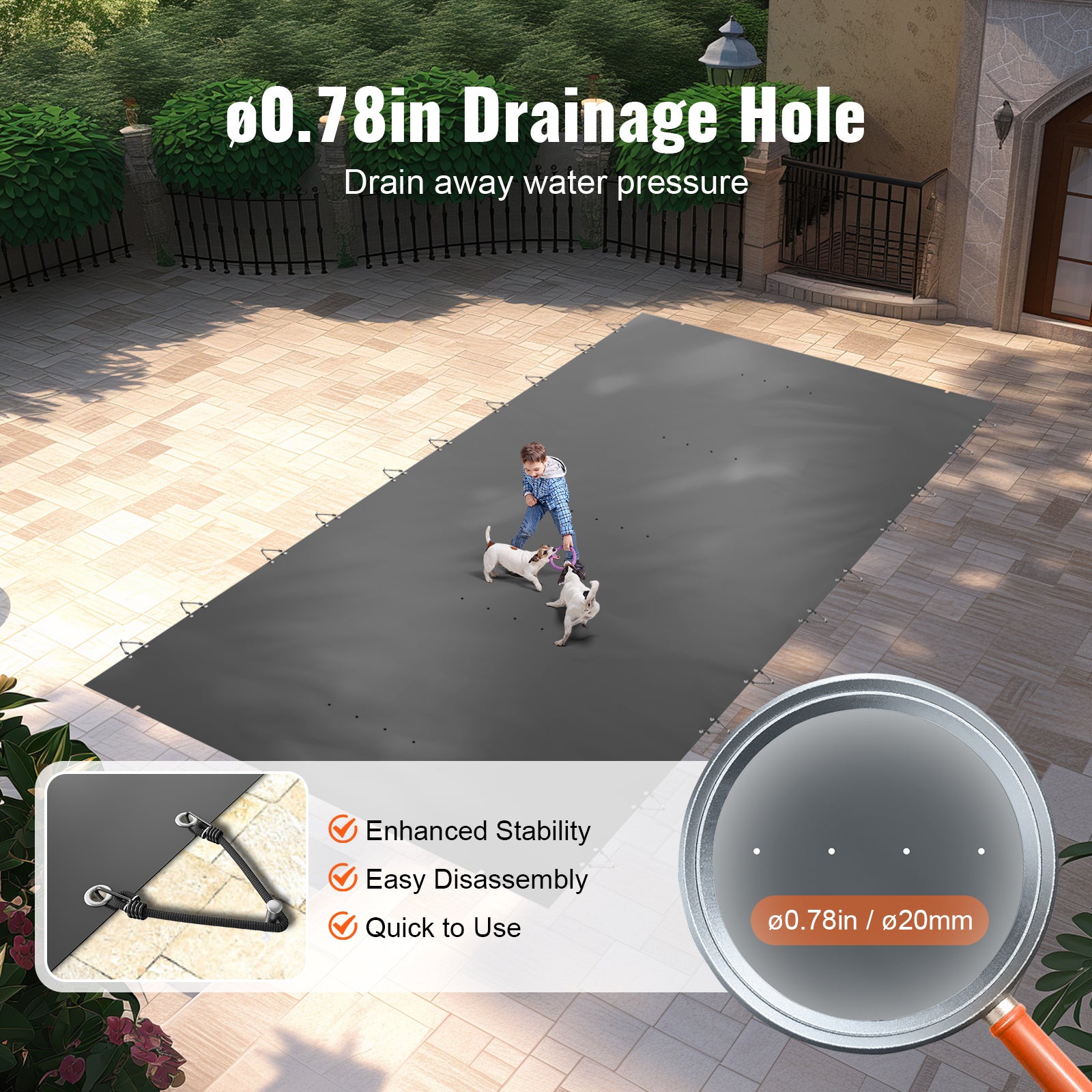 VEVOR Bâche couverture Piscine Hivernage Bulle Piscine Rectangulaire Beige en PVC 4 x 8m - 4