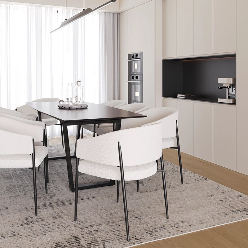 Sedia imbottita da interno effetto boucle bianca - 5