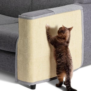 3 Tapis Griffoirs Autocollants Pour Chat - 100x30cm - Protection Canapé Et Meubles - Gris Clair - Polyester Durable
