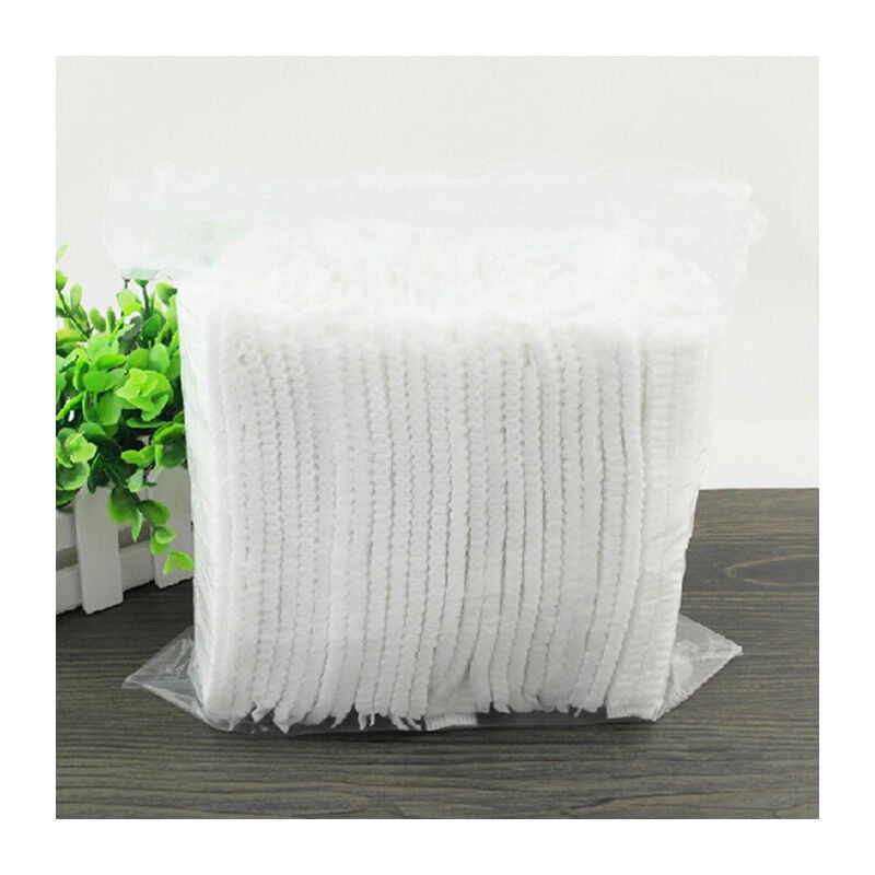 Charlottes jetables pour cheveux 100 Pièces (Blanc) - Bouffants respirants et résistants Masque de protection - 3