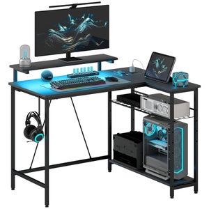Syberdesk V2 PRO Scrivania Angolare Da Gaming A L Con LED RGB - 197x132 Cm, Hub USB, Gestione Cavi, Nero