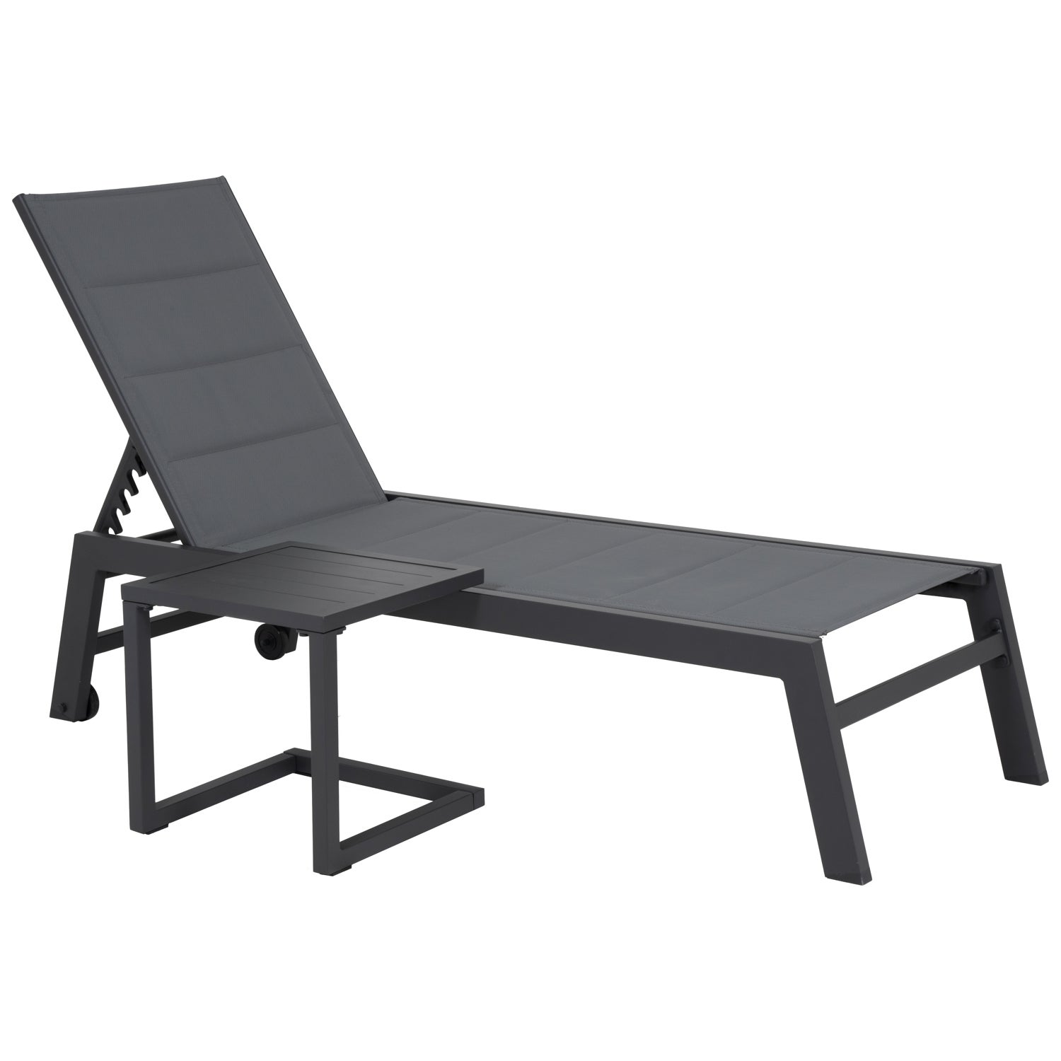 Set bain de soleil et table d'appoint gris textilène et aluminium BARBADOS - 2