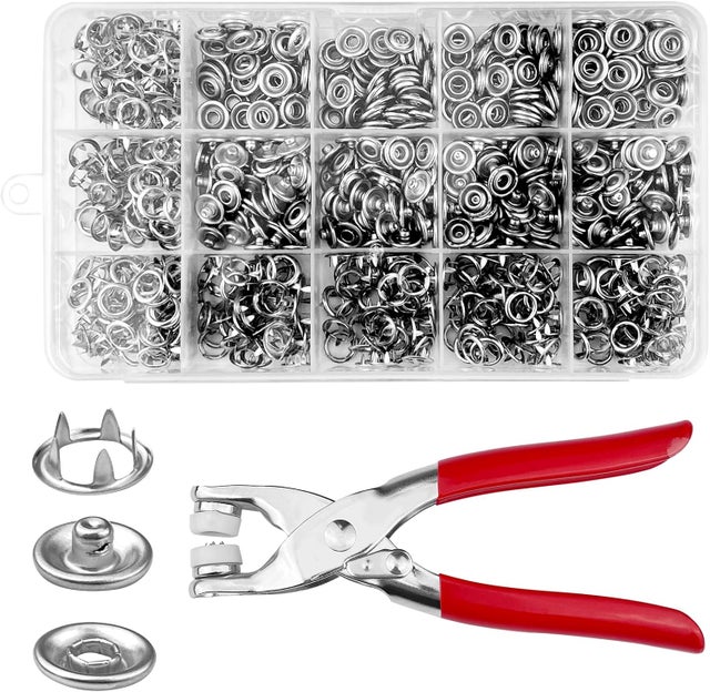 Kit 200 Boutons-pression + Pince | Œillets 9,5 Mm Métal | 10 Couleurs Assorties Pour Vêtements Et Tissus