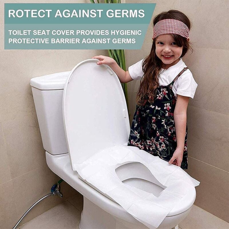 60 Pièces Protege Toilette Jetable, Protection WC Jetable Protege Cuvette WC Jetable ,Emballage Individuel pour Toilettes Publiques - 2