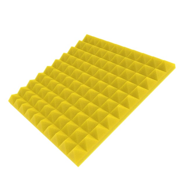 Pannelli fonoassorbenti piramidali 50x50x5cm colore giallo . Pacco da 10. Lenacustica