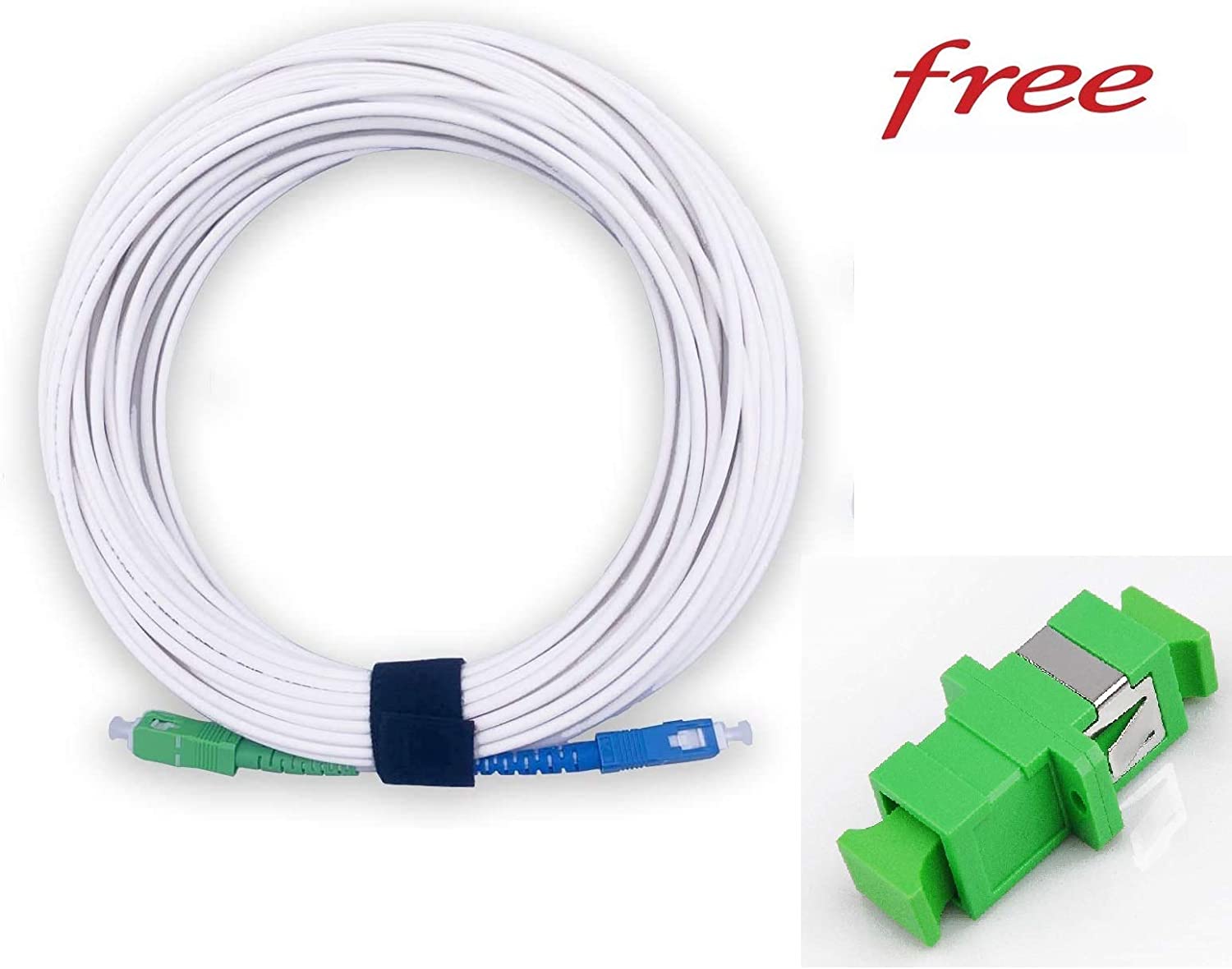 Elfcam® - Cable a Fibre Optique pour Freebox, La Livraison avec Le Coupleur pour Rallonge Fibre Optique Cable, SC/APC a SC/UPC Mon...c (5M) - 5