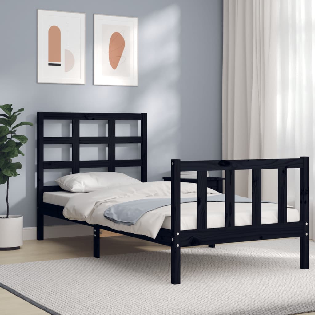 Lit empilable Noir 100x200 cm Bois de pin massif - Leroy Merlin