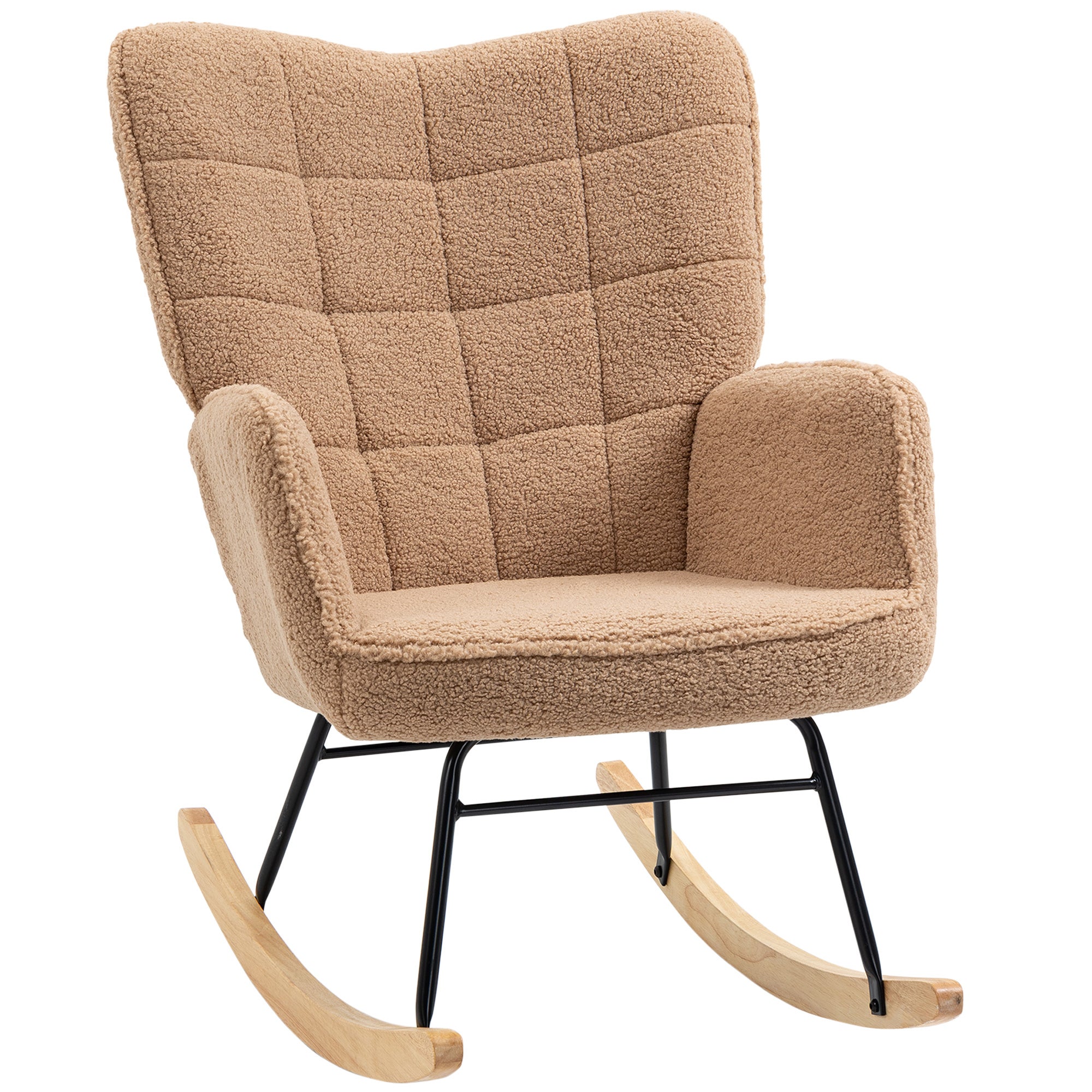 Fauteuil à bascule rocking chair revêtement effet laine bouclée ...