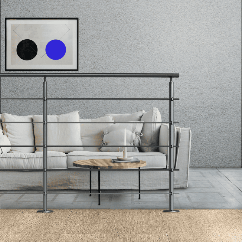 Kit garde-corps aluminium gris anthracite 2m pose à plat, Prestio KORDO - 4
