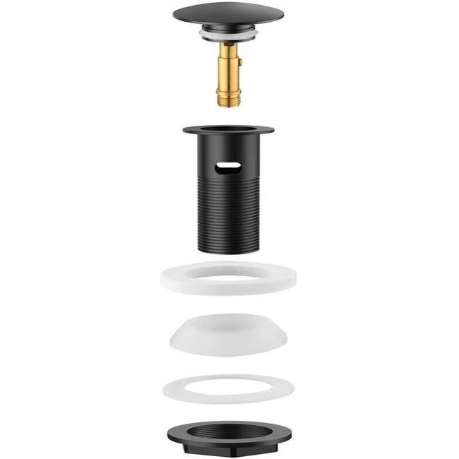 AuraLum Bonde de Lavabo Bonde Pop-up avec Trop-plein Automatique Universelle Noir Vasque Baignoire Salle de Bain - 5