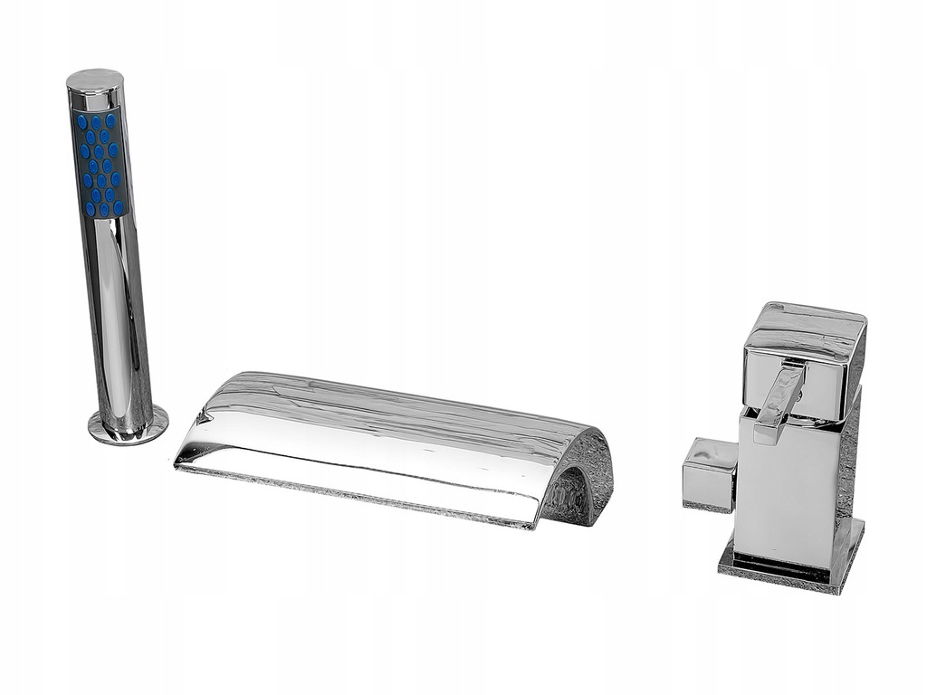 BATERIA NA WANNĘ WANNOWA 3 OTWOROWA Z WYLEWKĄ WODOSPADEM NAWANNOWA WODOSPAD